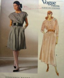 1890 Vogue Geoff  BEENE LOOSE TUCK CAP- LONG SLEEVE  DRESS LENGTHS PATTERN 8-10,12-14 CHOICE UNCUT